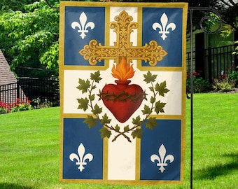 Sacred Heart Garden Flag, Catholic Outdoor Decor, Christian Yard Banner, Religious Home Flag, Jesus Heart Flag Gift AXEP15