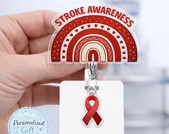 Stroke Awareness Badge Reel, Nurse ID Holder, Medical Support Work Badge Clip UARENBG140