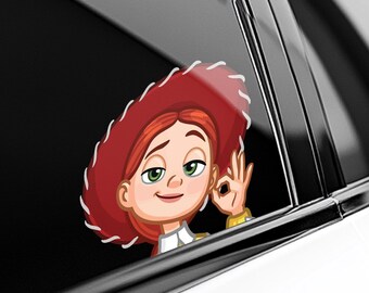 Jessie Peeker Peeking Car Window Decals - Bumper Waterproof Vinyl Stickers - Toy Story Pack Stickers UNYASK07