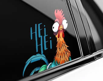 Hei Hei Peeker Sticker – Funny Chicken Peeking Car Window Decal – Disney Moana Waterproof Vinyl Sticker - Pack Stickers UNX4SK15