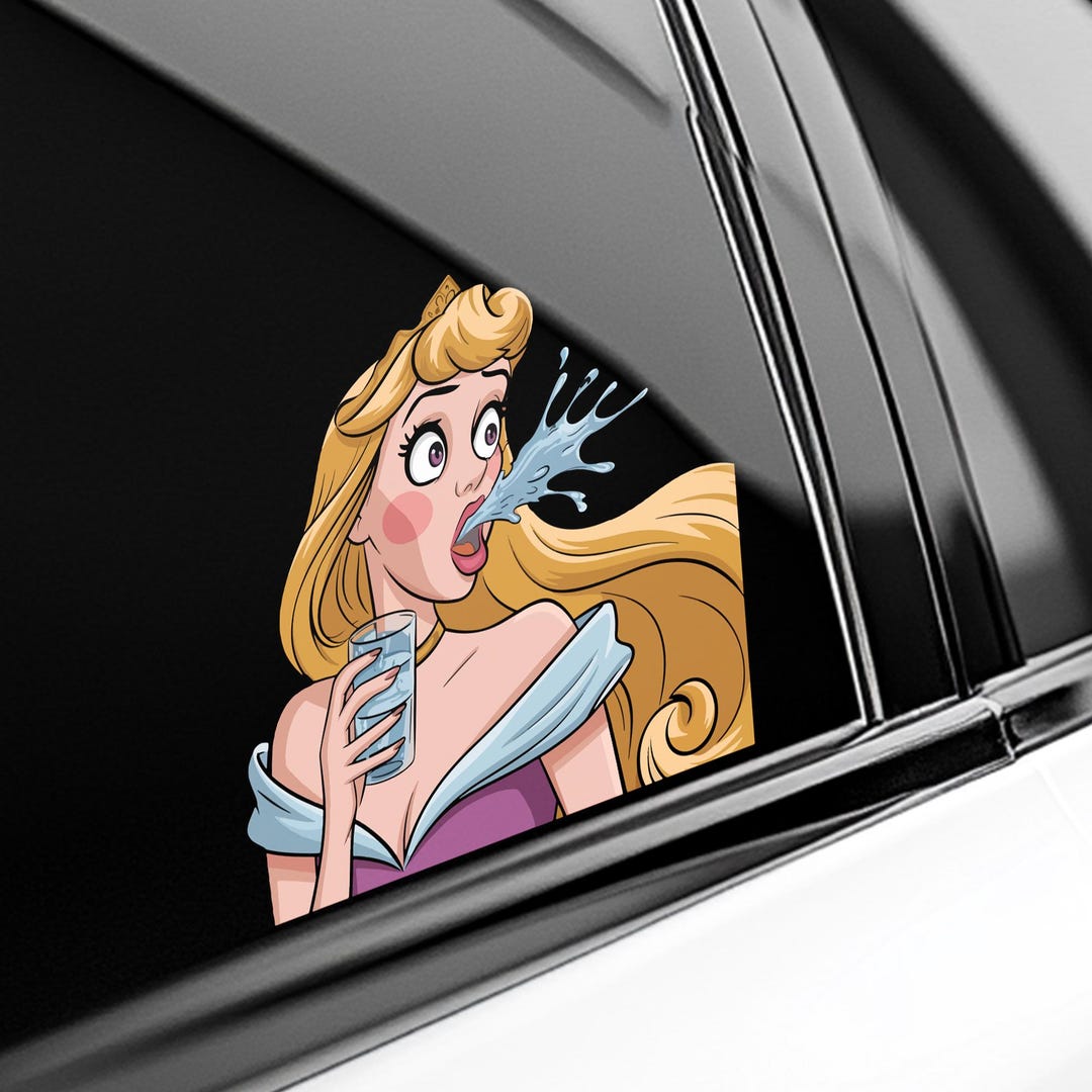 Spitting Princess Peeker Peeking Car Window Decals - Bumper Waterproof ...