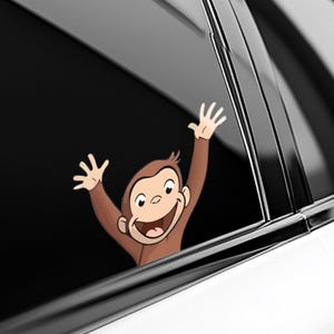 Curious George Peeker Peeking Car Window Decals - Bumper Vinyl Stickers - Pack Stickers - Cute Monkey Cartoon Sticker UNXDSK13