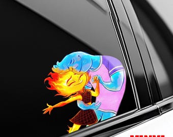 Disney Elemental Ember Wade Peeker Sticker – Vinyl Disney Elemental Pixar Couple Decal – Disney Elemental Fan Gift OHWV24