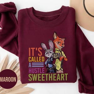Sudadera vintage "It's Called Hustle", camiseta de Judy Hopps de Zootopia, camiseta de Nick Wilde, regalo para pareja y familia SL4J02 imagen 16
