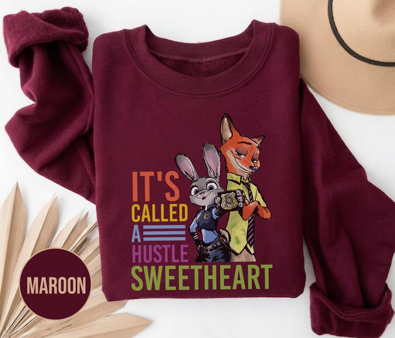 Sudadera vintage "It's Called Hustle", camiseta de Judy Hopps de Zootopia, camiseta de Nick Wilde, regalo para pareja y familia SL4J02 imagen 16