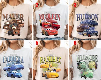 Vintage Disney Cars Group Character Portrait Shirt, Lightning Mcqueen shirt, Tow Mater, Disneyland Radiator Springs, Cars Land Shirt UNYQ06