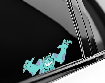 Sulley Peekaboo Peeker Peeking Car Window Decal - Bumper Waterproof Vinyl Sticker - Monsters University - Pack Stickers UNX5SK13-01