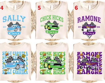 Disney Cars Shirt, Pixar Lightening McQueen Tee, Tow Mater T-Shirt, Sally Carrera Doc Hudson Shirt, Disneyland Family Trip, WDW Gift SLXX03