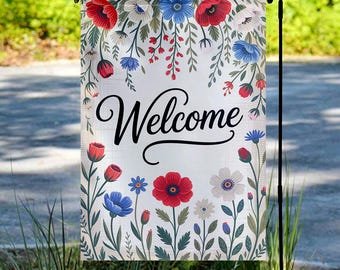Welcome 4th of July Garden Flag, Patriotic Gnomes, Independence Day Yard Decor, USA Porch Flag UNYA25
