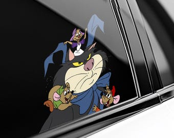 Lucifer, Jaq and Gus Peekapoo Peeker Peeking Car Window Decals - Bumper Waterproof Vinyl Stickers - Cinderella Pack Stickers UNZHSK05