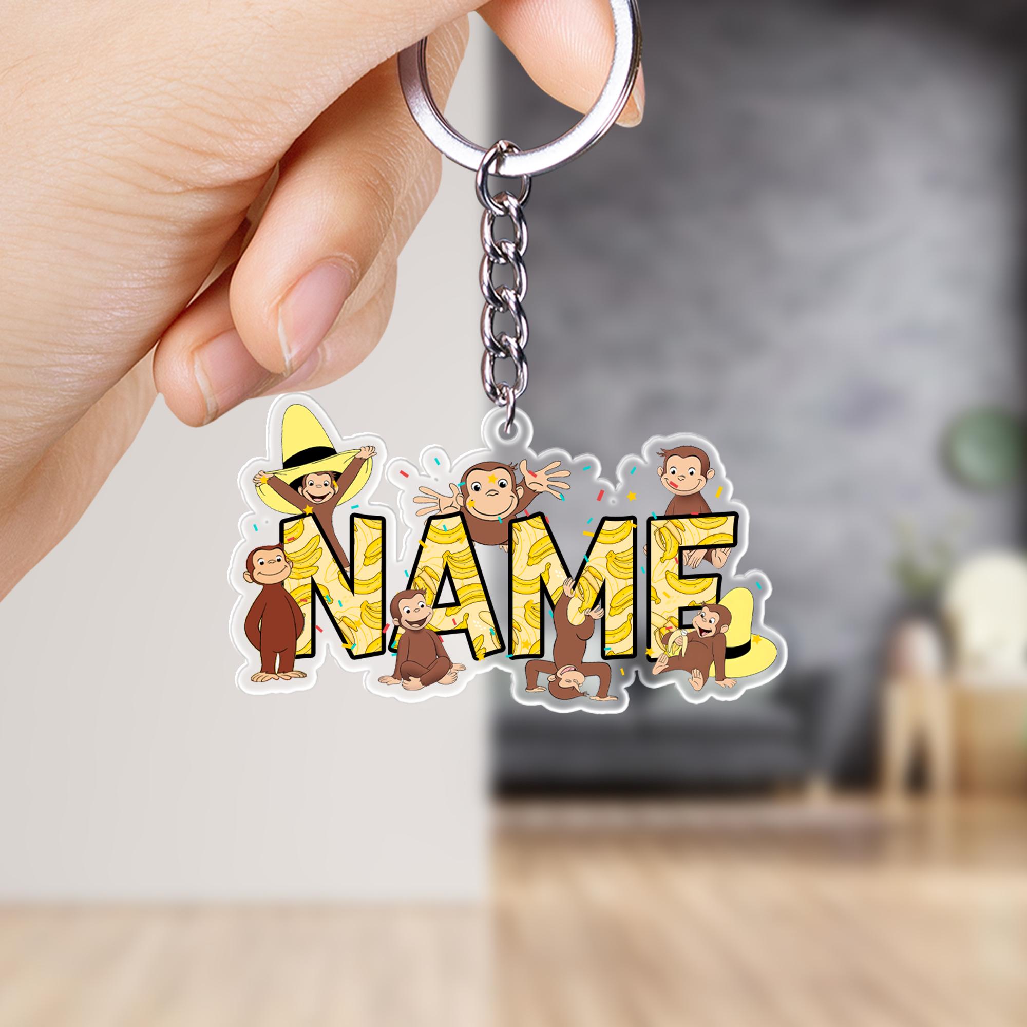 Custom Curious George Keychain, Custom Name and Year, Customized ...