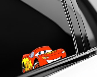 Lightning McQueen Peekaboo Peeker Peeking Car Window Decals - Bumper Vinyl Stickers - Cars Movie - Pack Stickers UNXLSK01-01