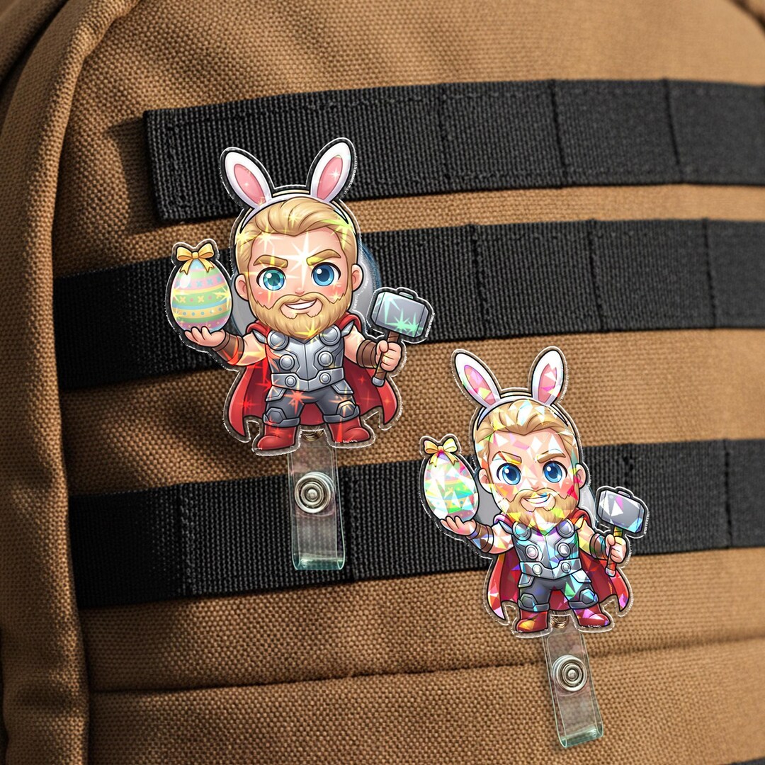 Spring Super Hero Superhero Easter Day Badge Reel, Cute Easter Bunny Hero Retractable ID ...