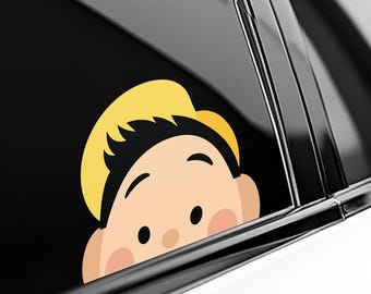 Funny Russell Peekaboo Peeker Peeking Car Window Decals - Bumper Waterproof Vinyl Stickers - Pixar Up Movie - Pack Stickers UNYASK10-3