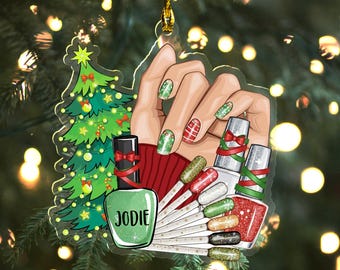 Personalized Nail Technician Manicurist Christmas Gift Custom Shaped Ornament for Nail Technician, Nail Ornament, Gift for Her AXJU17