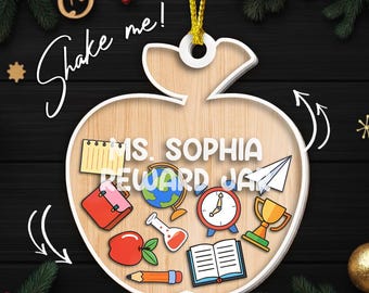 Personalized Teacher Ornament Christmas Shaker Ornament, Teacher Christmas Ornament Thank You Teacher Gift, Teacher Christmas Gift KCTM11