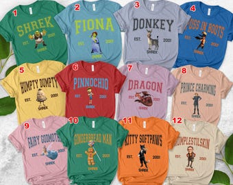 Shrek Group Matching Shirt, Personalized Shrek Birthday Family Shirt, Shrek Princess Fiona Donkey Characters Shirt SLWI04