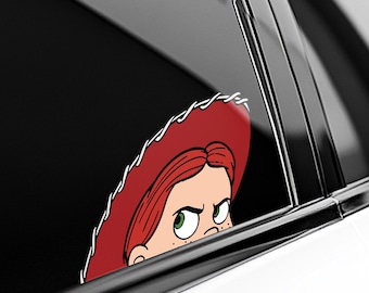 Jessie and Woddy Peeker Peeking Car Window Decals - Bumper Waterproof Vinyl Stickers - Toy Story Pack Stickers UNYASK06-1
