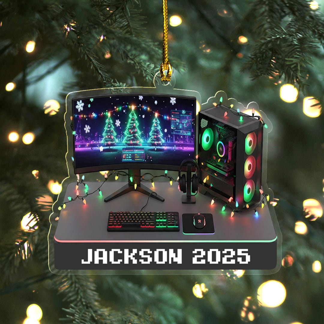Personalized Gamer PC Ornament, Custom Gaming Computer Christmas ...