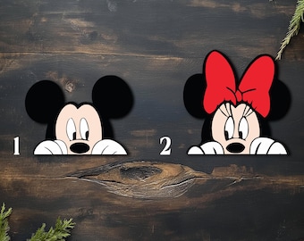Mickey Minnie Mouse Smile Peeker Peeking Car Window Decals - Bumper Waterproof Stickers - Pack Stickers UNYTSK02