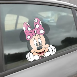 Minnie Mouse Smile Peekapoo Peeker Peeking Car Window Decals - Bumper Waterproof Vinyl Stickers - Pack Stickers UNXMSK10