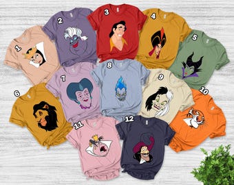 Disney True Villains Characters Shirt, Ursula Maleficent Evil Queen,Jafar Hades Gaston,Disneyland Villains Cosplay, WDW Family Shirt UN1Q07