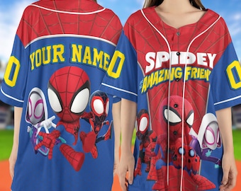 Personalized Disney Spidey and His Amazing Friends Baseball Jersey, Superhero Spidey Birthday, Spiderman Birthday Family Tee OHQJ11