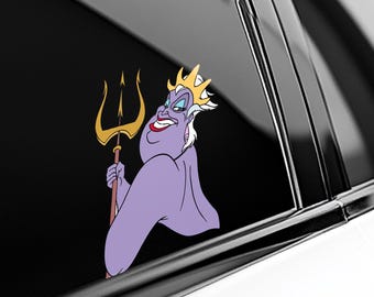 Ursula Peekaboo Peeker Peeking Car Window Decal - Bumper Waterproof Vinyl Sticker - Bad Witches Villains - Pack Stickers UNX5SK15