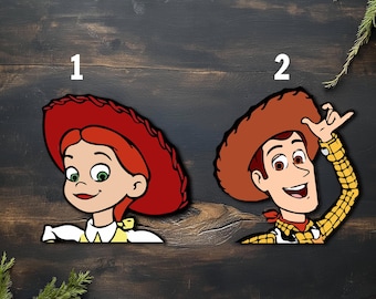 Jessie and Woddy Peeker Peeking Car Window Decals - Bumper Waterproof Vinyl Stickers - Toy Story Pack Stickers UNY2SK10