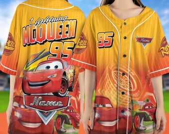 Custom Cars Lightning Mcqueen Baseball Jersey, Disney Cars Baseball Shirt, Cars Team Jersey, Personalized Disney Outfit OHQJ13