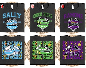 Disney Cars Shirt, Pixar Lightening McQueen Tee, Tow Mater T-Shirt, Sally Carrera Doc Hudson Shirt, Disneyland Family Trip, WDW Gift SLXX03