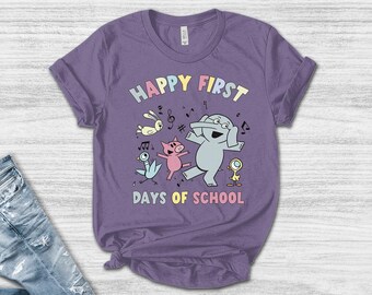 Friends Elephant and Piggie Back To School Shirt, Book Lover Shirt, Teacher Librarian Shirt, Mo Willems 100th Day Of School SLXE02