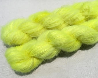CHANCE 20g Baby Suri Alpaca with Silk 150 metre of Lace Weight Yarn colour Neon Yellow