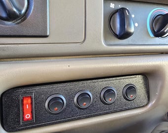 1999-2003 Ford F-250 F-350 Excursion Gotowy do instalacji elektrycznej Pełnowymiarowy panel akcesoriów Cubby 4 przełączników