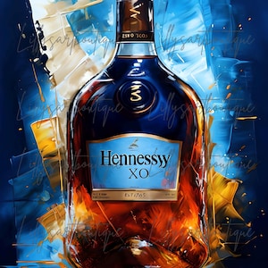 Póster de Hennessy, Arte digital de Hennessy, Descarga digital, Impresión digital, Alcohol, Clipart de bebidas, Clipart de cócteles, Cóctel, Póster, Arte mural