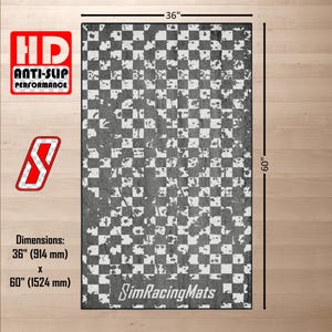 Sim Rig Large Racing Flag Mat Sim Racing Rig Mat | Racing Checkered Flag | Custom Track Design | Anti ...