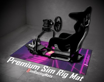 Sim Racing Rig Mat | Retro Grid | Custom Track Design | Anti Slip Floor Mat for Sim Racing Setup | Gaming Cockpit Mat