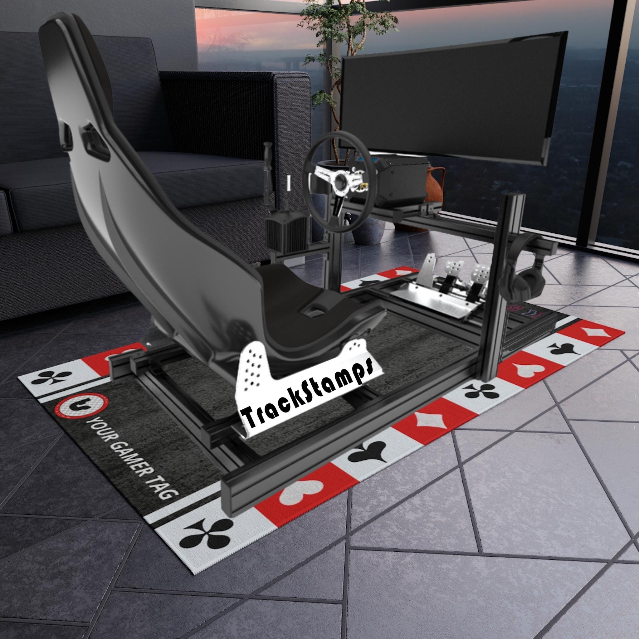 Las Vegas Grand Prix Sim Racing Rig Mat | Customizable Gamer Tag - Etsy
