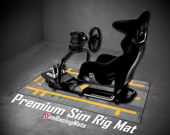 Sim Racing Rig Mat | Grand Prix Pit Box | Pit Stop | Custom Track Design | Anti Slip Floor Mat for Sim Racing Setup | Gaming Cockpit Mat
