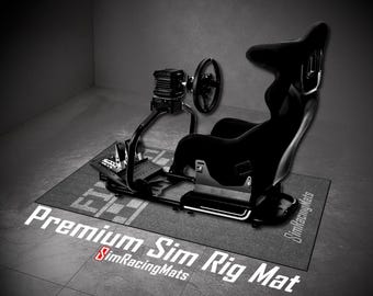 Sim Racing Rig Mat | Race Track Finish Line | Custom Track Design | Anti Slip Floor Mat for Sim Racing Setup | Gaming Cockpit Mat