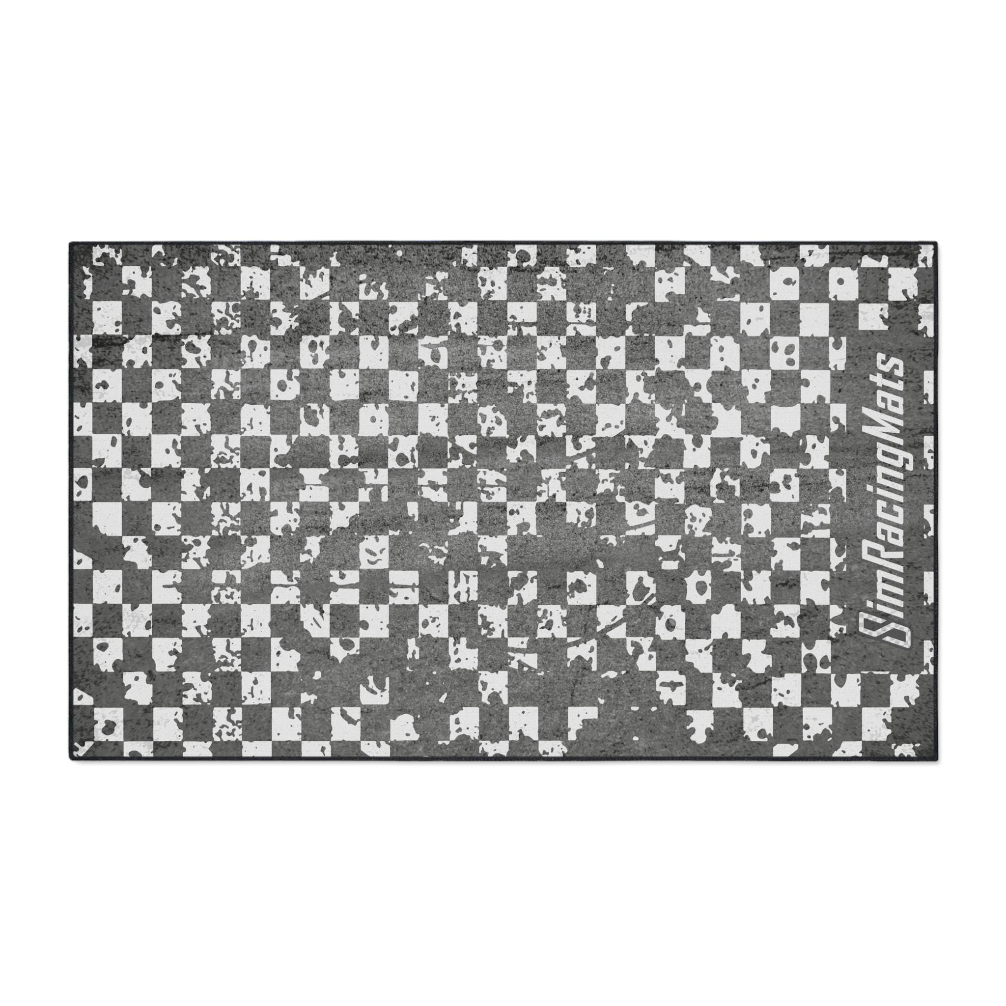 Sim Racing Rig Mat | Racing Checkered Flag | Custom Track Design | Anti ...