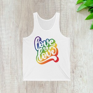Uniseks Love is Love-tanktop | Pride-kleding, zomershirt, LGBTQ+-cadeau, festivalkleding, casual yogatop