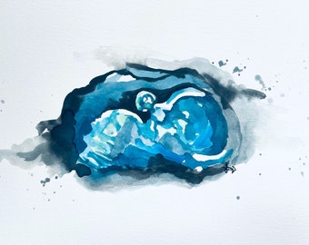 Custom Ultrasound Watercolor Painting with Negative Space (unframed)