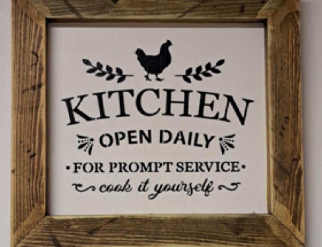Funny Kitchen Sign: Rustic Reclaimed Wood Frame - Open Daily - Etsy