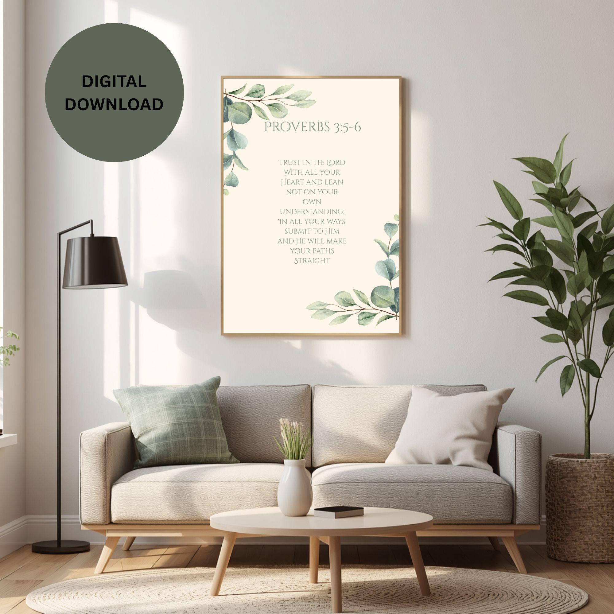 Bible Verse Wall Art Proverbs 3:5-6| Comforting Christian Scripture - Etsy