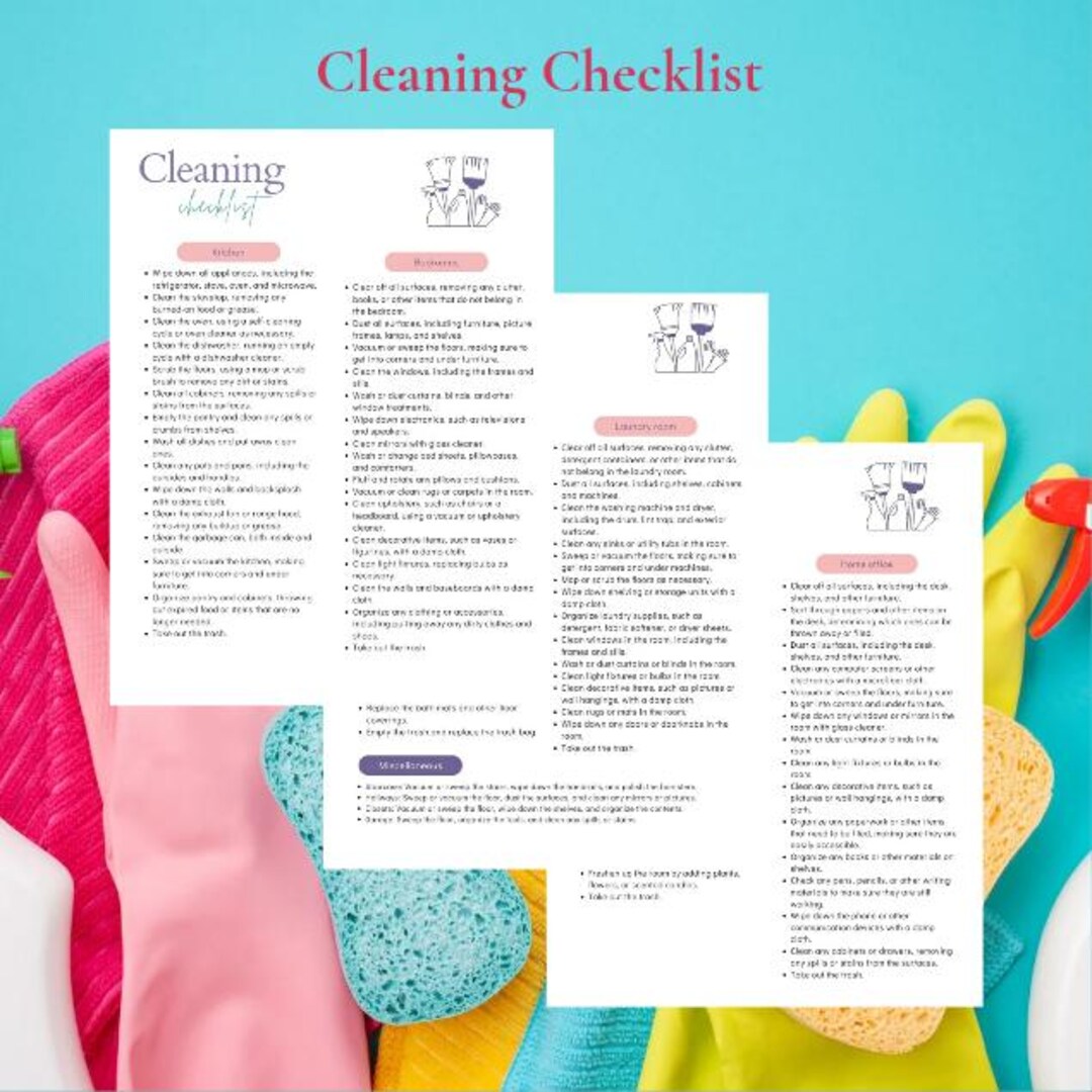 Detailed Cleaning Checklist | Cleaning Schedule Template | Printable ...