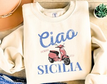 Vintage Ciao Italy Sweathirt, Hello Italy Sweathirt, Ciao Sweater, Bella Ciao Shirt, Italian Ciao Bella, Italian Hello Sweat, Travel Gift