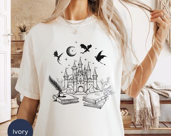 Dragon Book Lover T-Shirt | Fantasy Reader Tee | Bookworm Dragon Shirt | Cute Bookish Gift | Librarian Teacher Apparel
