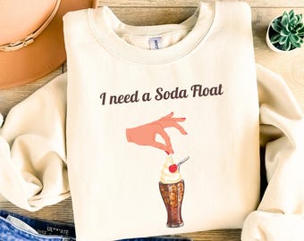 Sudadera Reno I Need a Soda Float, sudadera con soda, cuello redondo divertido para amantes del helado, regalo acogedor para cumpleaños, atuendo para fiestas de verano