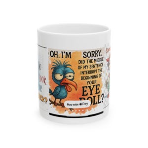 Funny Ceramic Mug - Eye Roll Humor | Gift for Friends, Office Decor, Coffee Lover, Quirky Present, Sarcastic Tea Cup